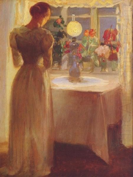Young Girl Before a Lit Lamp, Anna Ancher